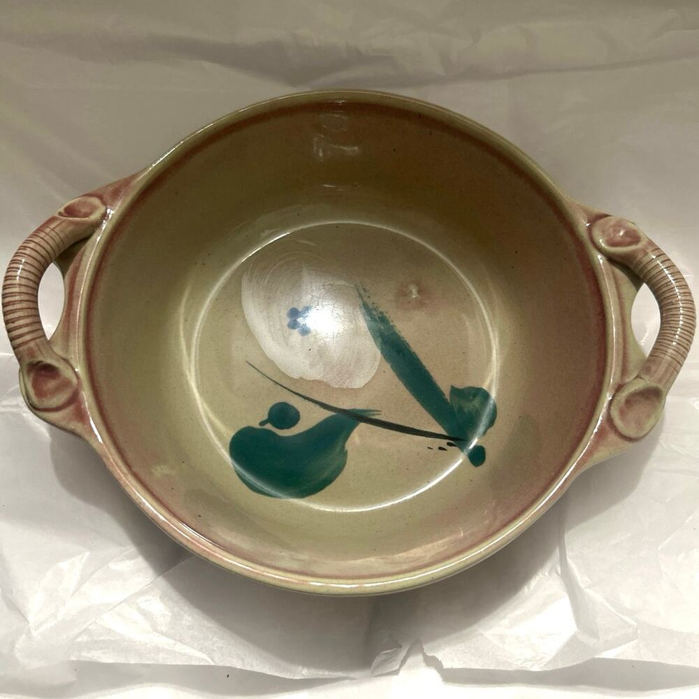 David Ross Vintage art studio pottery serving bowl hand brushed Collectible